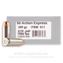 Premium 50 Action Express Ammo For Sale - 300 Grain XTP JHP Ammunition in Stock by Underwood - 20 Rounds