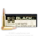 Premium 5.56x45 Ammo For Sale - 75 Grain Interlock HD SBR Ammunition in Stock by Hornady BLACK - 20 Rounds