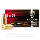 Cheap 9x21mm IMI Ammo For Sale - 124 Grain FMJTC Ammunition in Stock by Fiocchi - 50 Rounds