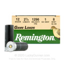 Cheap 12 Gauge Ammo For Sale - 2-3/4" 1oz. #8 Shot Ammunition in Stock by Remington Game Loads - 250 Rounds