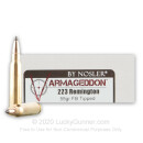 Premium 223 Rem Ammo For Sale - 55 Grain FB Tipped Ammunition in Stock by Nosler Varmageddon - 20 Rounds