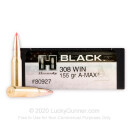 Premium 308 Ammo For Sale - 155 Grain A-MAX Ammunition in Stock by Hornady BLACK - 20 Rounds