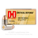 Premium 9mm Makarov (9x18mm) Defense Ammo For Sale - 95 gr JHP Critical Defense Ammunition For Sale - 25 Rounds