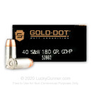Bulk 40 S&W Defense Ammo In Stock - 180 gr JHP - 40 Smith and Wesson Ammunition by Speer Gold Dot For Sale - 1000 Rounds