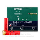 Bulk 28 Gauge Ammo For Sale - 2-3/4"  3/4oz. #8 Shot Ammunition in Stock by Fiocchi - 250 Rounds