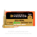 Bulk 223 Rem Sierra MatchKing Federal Premium 77 grain hollow point boat tail ammunition - 200 Rounds