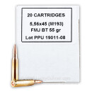 Cheap 5.56x45 Ammo For Sale - 55 Grain FMJBT M193 Ammunition in Stock by Prvi Partizan - 20 Rounds