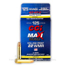 Cheap 22 WMR Ammo For Sale - 40 Grain JHP Ammunition in Stock by CCI Maxi-Mag - 125 Rounds