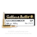 Cheap 6.5mm Creedmoor Ammo For Sale - 131 Grain SP Ammunition in Stock by Sellier & Bellot - 20 Rounds