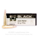 Premium 223 Rem Ammo For Sale - 62 Grain FMJ Ammunition in Stock by Hornady BLACK - 20 Rounds