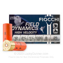 Cheap 12 Gauge Ammo For Sale - 2-3/4" 1-1/4 oz. #8 Shot Ammunition in Stock by Fiocchi Optima Specific HV - 25 Rounds