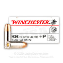 Cheap 38 Super Ammo For Sale - 130 Grain FMJ Ammunition in Stock by Winchester - 50 Rounds