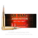 Match 50 Cal BMG Hornady Ammo For Sale - 750 grain AMAX Match Ammunition in Stock - 10 Rounds