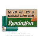 Cheap 12 ga - 2-3/4" 1-1/8 oz #8 Target Load - Remington Gun Club - 25 Rounds