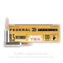 Premium 6.5 Creedmoor Ammo For Sale - 130 Grain Barnes TSX Ammunition in Stock by Federal - 20 Rounds