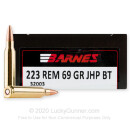 Premium 223 Rem Ammo For Sale - 69 Grain JHP BT Ammunition in Stock by Barnes - 20 Rounds