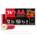 Cheap 12 Gauge Ammo For Sale - 2 3/4" 1 1/8 oz. #9 Shot Ammunition in Stock by Winchester AA - 25 Rounds