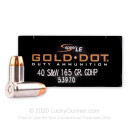 Bulk Premium 40 S&W Defense Ammo In Stock - 165 gr JHP - 40 Smith and Wesson Ammunition by Speer Gold Dot LE For Sale - 1000 Rounds