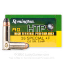 Cheap 38 Special +P Ammo For Sale - 125 Grain SJHP Ammunition in Stock by Remington HTP - 20 Rounds