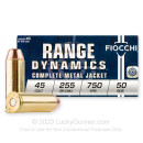 Cheap 45 Long Colt Ammo For Sale - 255 Grain CMJ Ammunition in Stock by Fiocchi - 50 Rounds