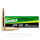 Premium 308 Ammo For Sale - 168 Grain HPBT MatchKing Ammunition in Stock by Sierra MatchKing Competition - 20 Rounds
