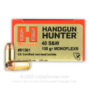 Premium 40 S&W Ammo For Sale - 135 Grain MonoFlex Ammunition in Stock by Hornady Handgun Hunter - 20 Rounds