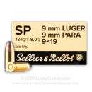 Sellier & Bellot 9mm Ammo - 124 gr Soft Point