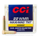 Premium 22 Mag 30gr TNT JHP Ammunition From CCI Maxi-Mag - 50 Rounds