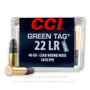 22 LR Ammo For Sale - 40 gr LRN Competition - CCI Green Tag Ammunition In Stock - 100 Rounds