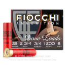 Cheap 28 Gauge Ammo For Sale - 2-3/4” 3/4oz. #8 Shot Ammunition in Stock by Fiocchi Dove Loads - 25 Rounds