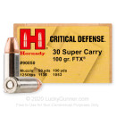 Bulk 30 Super Carry Ammo For Sale - 100 Grain FTX Ammunition in Stock by Hornady Critical Defense - 200 Rounds