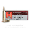 Cheap 204 Ruger Ammo For Sale - 24 Grain NTX Ammunition in Stock by Hornady Superformance Varmint - 20 Rounds