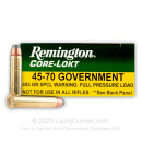 Premium 45-70 Government Ammo For Sale - 405 Grain SP Ammunition in Stock by Remington Core-Lokt - 20 Rounds