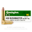 Cheap 450 Bushmaster Ammo For Sale - 260 Grain FMJ Ammunition in Stock by Remington UMC - 20 Rounds
