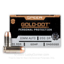 Premium 10mm Auto Ammo For Sale - 200 Grain JHP Ammunition in Stock by Speer Gold Dot - 200 Rounds