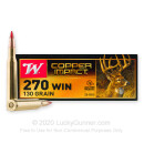 Premium 270 Ammo For Sale - 130 Grain Copper Extreme Point Ammunition in Stock by Winchester Copper Impact - 20 Rounds