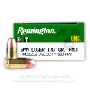 Bulk 9mm Ammo For Sale - 147 Grain MC Ammunition in Stock by Remington UMC - 500 Rounds