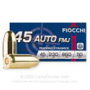 Bulk 45 ACP Small Pistol Primer Ammo For Sale - 230 gr FMJ Fiocchi Ammunition In Stock - 500 Rounds