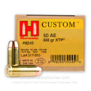 Bulk 50 Action Express Ammo In Stock - 300 gr JHP - 50 AE Ammunition by Hornady For Sale - 200 Rounds