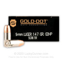 Bulk 9mm Luger Ammo For Sale - 147 gr JHP Speer Gold Dot LE Ammunition For Sale - 1000 Rounds