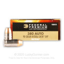Premium 380 Auto Ammo For Sale - 90 gr Hydra Shok JHP Federal 380 Ammunition - 50 Rounds