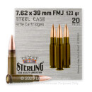 Bulk 7.62x39 Ammo For Sale - 123 Grain FMJ Ammunition in Stock by Sterling - 1000 Rounds