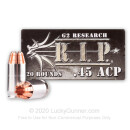 Premium 45 ACP Ammo For Sale - 162 Grain HP Ammunition in Stock by G2 RIP - 20 Rounds