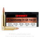 Premium 5.56x45mm Ammo For Sale - 70 Grain TSX Ammunition in Stock by Barnes VOR-TX - 20 Rounds
