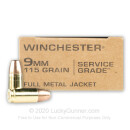 Cheap 9mm Ammo For Sale - 115 Grain FMJ FN Ammunition in Stock by Winchester Service Grade - 50 Rounds