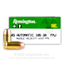 45 ACP Ammo For Sale - 185 gr MC - Remington UMC Ammunition In Stock - 50 Rounds