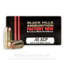 Cheap 45 ACP Ammo For Sale - 230 Grain FMJ Ammunition in Stock by Black Hills - 20 Rounds