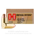 45 ACP Defense Ammo For Sale - 185 gr JHP FTX Hornady Ammunition In Stock - 20 Rounds