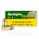 Cheap 32 S&W Ammo For Sale - 88 Grain LRN Ammunition in Stock by Remington Performance Wheelgun - 50 Rounds
