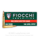 Premium 300 Winchester Magnum Ammo For Sale - 180 Grain SPBT Ammunition in Stock by Fiocchi - 20 Rounds